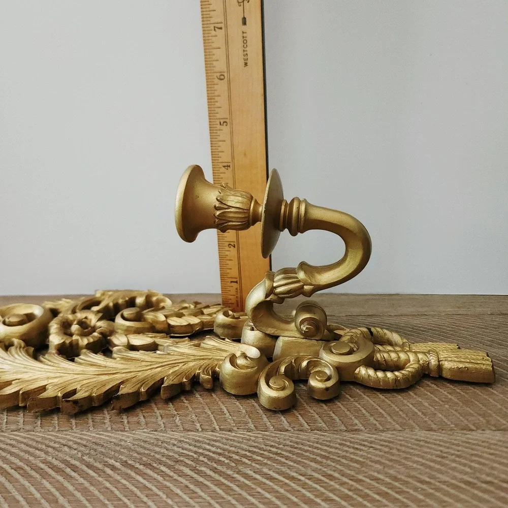 Vintage Gold Ornate Wall Sconce, Syroco Candleholder